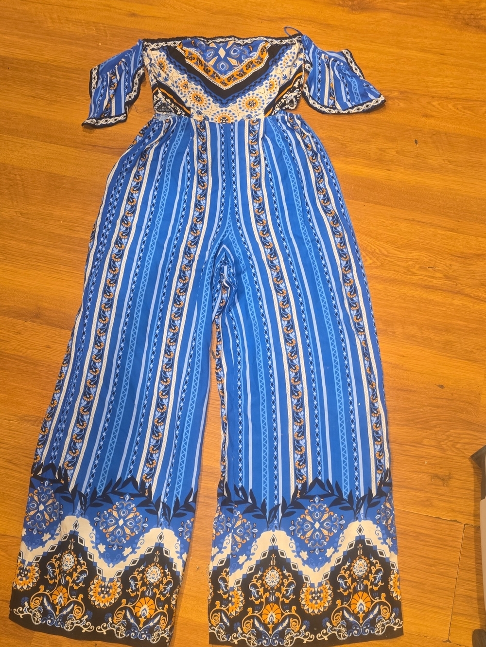 Flying Tomato Off The Shoulder Jumpsuit Romper Blue Size XS